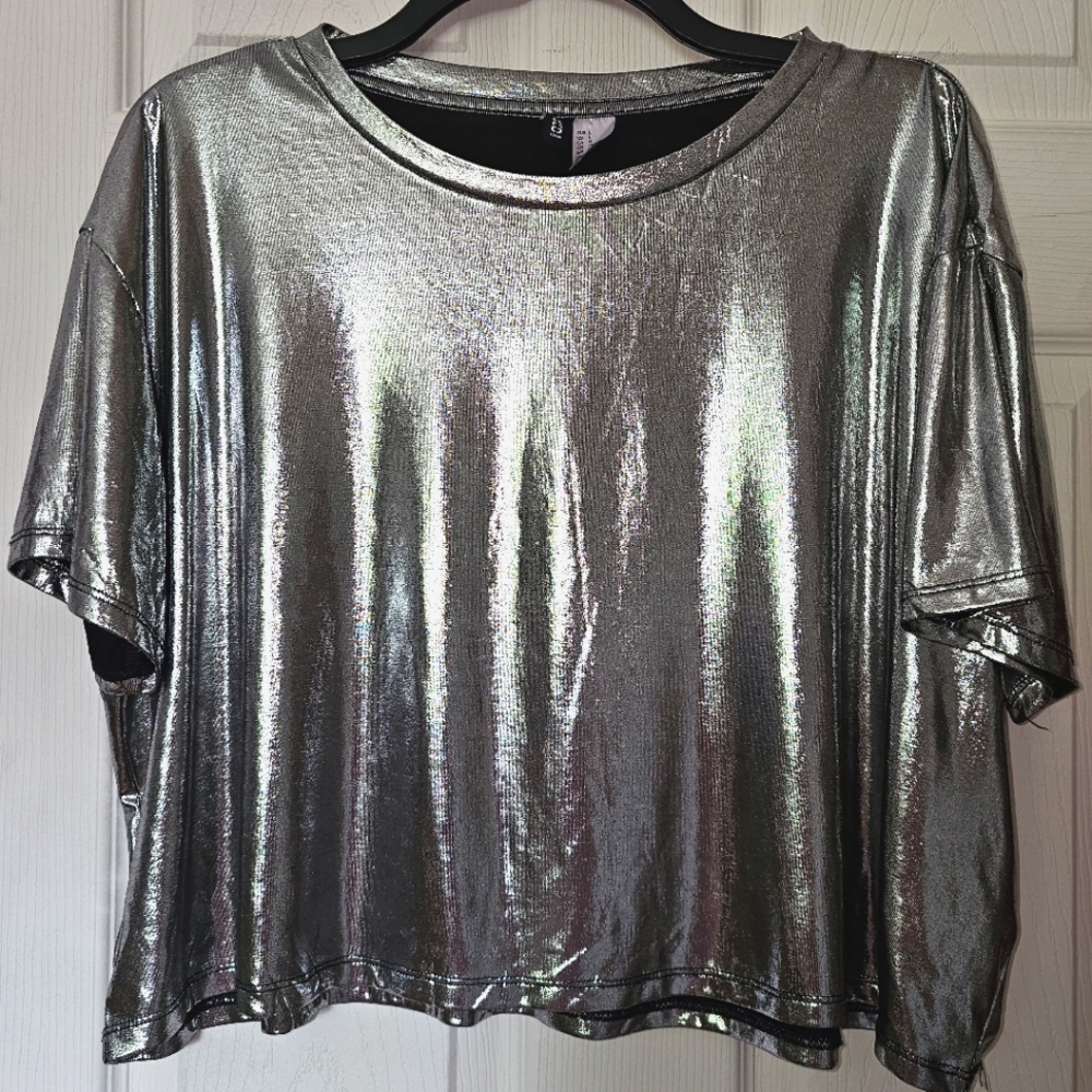 Metallic Silver Women's Top